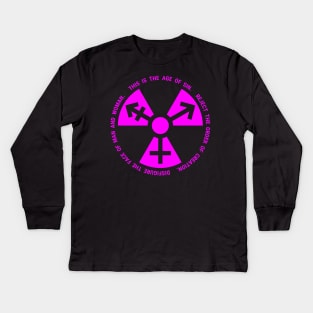 Trans Radiation - Papal Text - Fuchsia(-ish) Kids Long Sleeve T-Shirt